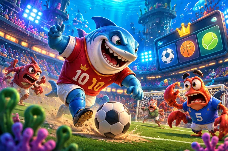 Rekin-piłkarz i tablica wyników — zakłady sportowe Spinbob